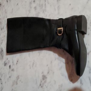 Cole Haan Womens Black Leather Riding Boots with Gold Buckle sz10